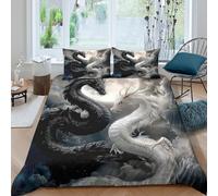 Mythical dragonsSet Di Copripiumino morbida 3 Pezzi stampa 3D con cerniera fantasy art style copripiumino incluso federe aiosa for bambini adulti ragazzi Super king（260x220cm）