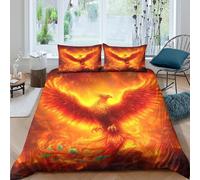 mythical fire birdcopripiumino microfibra 3 pezzi motivo 3D con cerniera fantasy phoenix art Set Di Copripiumino con federe per cuscini soffice for bambini e adolescenti Super king（260x220cm）