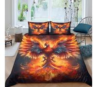 Mythical fire birdSet Di Copripiumino microfibra 3 Pezzi stampa di 3D cerniera nascosta Fantasy phoenix art copripiumino incluso federe aiosa ultra morbido e traspirante for bambini Double（200x200cm）