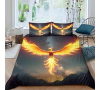 Mythical FireSet Di Copripiumino ultra microfibra 3 pezzi motivo 3D con cerniera Fantasy Phoenix copripiumino con federe soffice ultra morbido for ragazze Super king（260x220cm）