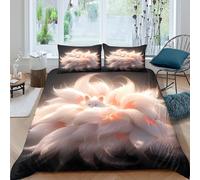 Mythical foxSet Di Copripiumino microfibra 3 Pezzi stampa di 3D cerniera nascosta Fantasy creature art copripiumino con federe traspirante ultra morbido for coppie King（220x240cm）
