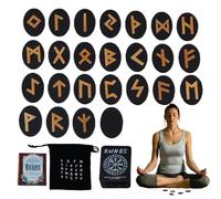 Mythology Rune Stones - Rune di Streghe Pagan, Set di Simboli esoterici | 25pcs Divination Game con Libro di Istruzioni e Pochette Strumenti Magici per I Rituali di Sorcelleri