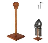 Mythorjan Wooden Helmet Stand Display Décor Stand For Spartan, Templar, Motorcycle, Caps, Hat Decorative Desktop Hanger Rack LARP Helmet Stand, 21 Inch - Natural