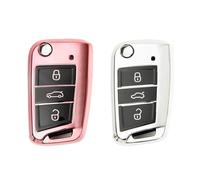 Mythosurge 2 pezzi Cover Guscio Chiave Compatibile Con Volkswagen Golf 7 Polo Tiguan Skoda Compatibile Con Seat 3 tasti - Custodia Chiavi Auto Copri Telecomando - Copertina Chiave