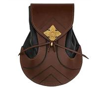 Mythrojan Borsa in pelle da elfo: ideale per LARP, cosplay, costume da elfo e elfo scuro, 20,8 x 15,5 cm, Marrone e nero.