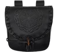 Mythrojan Marsupio da cintura in pelle vichinga medievale Accessori per costumi rinascimentali Marsupio LARP Portamonete cosplay Portamonete antico vintage - Nero
