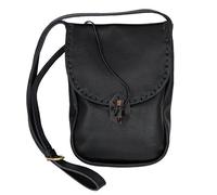 Mythrojan Marsupio da cintura in pelle vichinga, medievale, accessorio per costumi rinascimentali, marsupio per cosplay, portamonete vintage antico, I-pad/Tab Messenger Nero Pelle, 11" x 9"