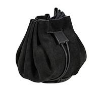 Mythrojan Marsupio per gioielli medievali LARP Marsupio rinascimentale con tracolla regolabile, pelle scamosciata per cosplay e rievocazioni storiche - Nero