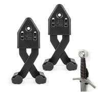 Mythrojan Supporti per Spada in Metallo, Supporto Verticale per Spada da Parete, Appendino da Parete Regolabile Multifunzionale, Supporto per Ascia, Coltelli - Nero, Grande, Confezione da 2