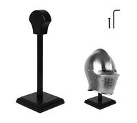 Mythrojan Supporto per elmo in legno Solido per elmo vichingo medievale romano Espositore per maschera Display Templare Spartano Cosplay LARP Supporto per cavaliere - Nero