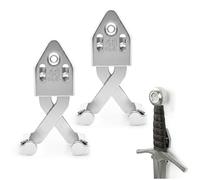 Mythrojan Sword Supporto da parete Gancio per spada Appendiabiti verticale Ascia Supporto da parete Supporto per spada universale Espositore da parete | Argento, 3" - Set di 2