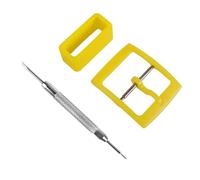 MyTime Cinturino di ricambio in plastica con fibbia e anelli in silicone per Swatch- Scelta di colori e larghezze, Giallo, 20mm, moderno