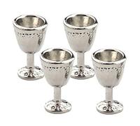MyTinyWorld Miniatura Casa Bambole Set di 4 Metallo Argento Tudor Calici
