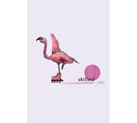 myTme notebook - Skilled flamingo wearing roller skates: 100 page notebook with alternating blank pages and 8mm wide lined pages. Hand drawn illustrations by Mother Hen Art.