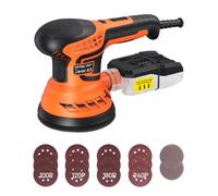 MYTOL 350W Levigatrice orbitale,7 velocità variabili,14 pezzi di carta vetrata(2 vetrata senza polvere)e raccoglitore di polvere,6000-13000U/min,125MM Levigatrice per Legno per la levigatura del legno