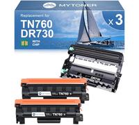 MYTONER Cartuccia toner TN760 e unità tamburo DR730 di ricambio per Brother TN760 TN-760 DR730 TN730 TN-730 per stampante MFC-L2750DW MFC-L2690DW MFC-L2710DW MFC-L2717DW HL-L2350DW (2 toner, 1 unità