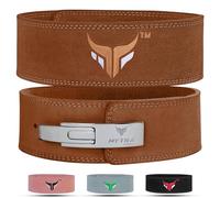 Mytra Fusion cintura palestra uomo & Donna cintura powerlifting, cintura sollevamento pesi 10MM di spessore e 4' di larghezza, 100% Vera Pelle cintura palestra, cintura bodybuilding (Brown, M)
