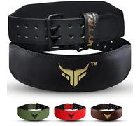 Mytra Fusion Cintura per sollevamento pesi con fibbia a doppio rebbio, cintura di supporto per la schiena, 100% pelle, per sollevamento pesi, per uomini e donne, powerlifting, allenamento della forza,