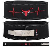 Mytra Fusion cintura powerlifting with Lever Buckle cintura palestra uomo e Donna 4" di larghezza vera pelle cintura palestra per palestra, allenamento, fitness e allenamento (Black, M)