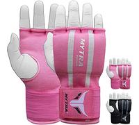 Mytra Fusion Fasce Boxe sottoguanti Boxe Guanti di Protezione Easy Wraps Imbottiti in Gel Lungo la Chiusura del Cinturino da Polso (S/M, Pink/White)