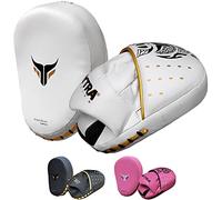 Mytra Fusion Focus Pads Mitts Hand Target Pad Boxing Kickboxing Muay Thai Training Pair (White)