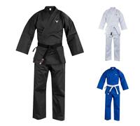 Mytra Fusion Kimono da Karate per Bambini con Cintura - Uniforme Leggera e Resistente per Arti Marziali, Taekwondo e Allenamento - Gi Traspirante in Cotone (Nero, 00/120)