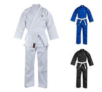 Mytra Fusion Kimono da Karate per Bambini con Cintura - Uniforme Leggera e Resistente per Arti Marziali, Taekwondo e Allenamento - Gi Traspirante in Cotone (Bianco, 0/130)