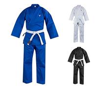 Mytra Fusion Kimono da Karate per Bambini con Cintura - Uniforme Leggera e Resistente per Arti Marziali, Taekwondo e Allenamento - Gi Traspirante in Cotone (Blu, 000/110)