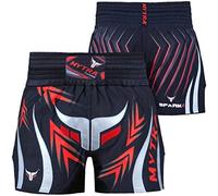 Mytra Fusion Pantaloncini Muay Thai Pantaloncini Kick Boxing per MMA Muay Thai Training Punching Sparring Gym e Fitness (XL, Black)