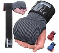 Mytra Fusion sottoguanti boxe Imbottito in gel sottoguanti con cinturini da polso lunghi 80 cm uomini e donne Elastico fascia da box MMA, Muay Thai, Pugni e Arti Marziali (Black/Grey, S/M)