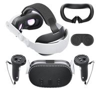 Mytrix 6 in 1 Set Head Strap for Quest 3, VR Accessory Set for Oculus Quest 3 Accessories Include Elite Strap Replacement, Controller Grip Leather Cover, VR Shell Cover, Face Cover, Lens Cover