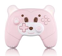 Mytrix Carino Switch Pro Controller per Nintendo Switch/Lite/OLED, Wireless Controller con Luce Respiratoria e Jack per Cuffie, Tasti Macro, Svegliarsi Modalità, Adatto a Ragazze e Bambini(Orso Rosa)
