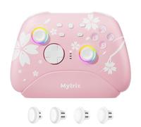 Mytrix Controller Wireless Pro con dock di ricarica, controller Bluetooth rosa con joystick effetto Hall/trigger Hall (nessuna deriva) per Nintendo Switch, PC Windows iOS Android Steam