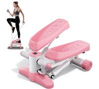 Mytrix Pink Stair Stepper per esercizi, mini stepper portatile con fasce di resistenza, display LCD (330LB) per calorie, trapuntatrice aerobica fitness per allenamento a casa in ufficio