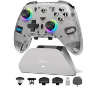 Mytrix Pro PC Controller con dock di ricarica, controller multipiattaforma cablati wireless Bluetooth 2.4G Joystick Hall Effect Hall/Micro 2 in 1 Trigger, frequenza di aggiornamento 1000 Hz 4 tasti ma