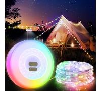 Mytrix Striscia di luci LED RGB per esterni, decorazioni per campeggio, camper, escursionismo, 100 luci LED, 2 in 1 ricaricabile USB, luci da campeggio portatili