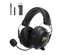 Mytrix Tac Master - Cuffie da gioco senza fili da 2,4 GHz con microfono con cancellazione del rumore per PC, PS4, PS5, Mac, Bluetooth 5.3, con luce RGB, suono surround, batteria da 48 ore, colore: