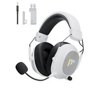 Mytrix Tac Master - Cuffie da gioco senza fili da 2,4 GHz con microfono con cancellazione del rumore per PC, PS4, PS5, Mac, Bluetooth 5.3, con luce RGB, suono surround, batteria da 48 ore, colore: