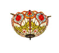 MYUYEE Illuminazione A Soffitto con Vetrate Artistiche, Lampada da Soffitto American Style Fairy Peach da 55 Cm, Semi-Soffitto, Centro Commerciale, Soggiorno, Sala da Pr