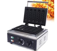 MYUYEE Macchina Elettrica Antiaderente per Hot Dog, 1550W, Piastra per Waffle Francese per Hot Dog Commerciale con Pressa per 5 Bastoncini di Formaggio per Hot Dog, Timer di con(5 Pezzi)