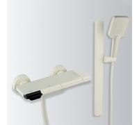 MYUYEE Miscelatore per Doccia A Parete, Miscelatore per Vasca da Bagno Cromato A 3 modalità, Set Doccia con Soffione, Tubo Flessibile E Asta Saliscendi.(Bianco Latte)