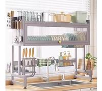 MYUYEE Scolapiatti A 2 Ripiani sopra Il Lavello della Cucina, Ripiano Portaoggetti Scolapiatti di Grande capacità con Anta A Ribalta, Scolapiatti per Organiz(105 Centimetri)