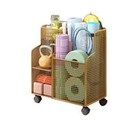 MYUYEE Tennis Racket Holder Cart, Mobile Storage Rack for Badminton And Tennis, Large Capacity Stand for Home And Club Use(Gold)