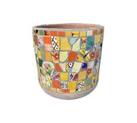 MYUYEE Vaso da Fiori per Esterni in Stile retrò Messicano Dipinto in Spagna pianta Rotonda in Ceramica Bonsai Decorazione da Giardino dal Pavimento al soffitto,F-28 * 25cm