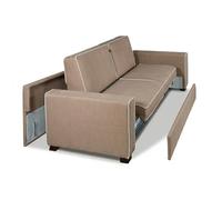 MyVorrei Divano Pronto Letto Professionale Smontabile e Trasportabile, Vero Letto con Materasso Alto 14-18 cm, Ideale per Hotel, B&B e Casa, Divano letto 2 posti - (Cappuccino 20, 120x90)