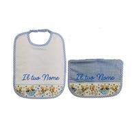 MyVorrei Set Busta+Bavaglio Spugna per Asilo | Cotone 100% | Busta cm 27x18 chiusa Bavaglio cm 26x35 | Personalizzabile con Nome
