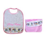 MyVorrei Set Busta+Bavaglio Spugna per Asilo | Cotone 100% | Busta cm 27x18 chiusa Bavaglio cm 26x35 | Personalizzabile con Nome