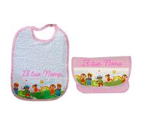 MyVorrei Set Busta+Bavaglio Spugna per Asilo | Cotone 100% | Busta cm 27x18 chiusa Bavaglio cm 26x35 | Personalizzabile con Nome