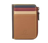 mywalit Piccola borsa con cerniera, in pelle, multicolore, 3 carte, finestra d'identità, tasca portamonete, Bosco