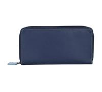 Mywalit Portafoglio grande in pelle con doppia zip 18 cm blu